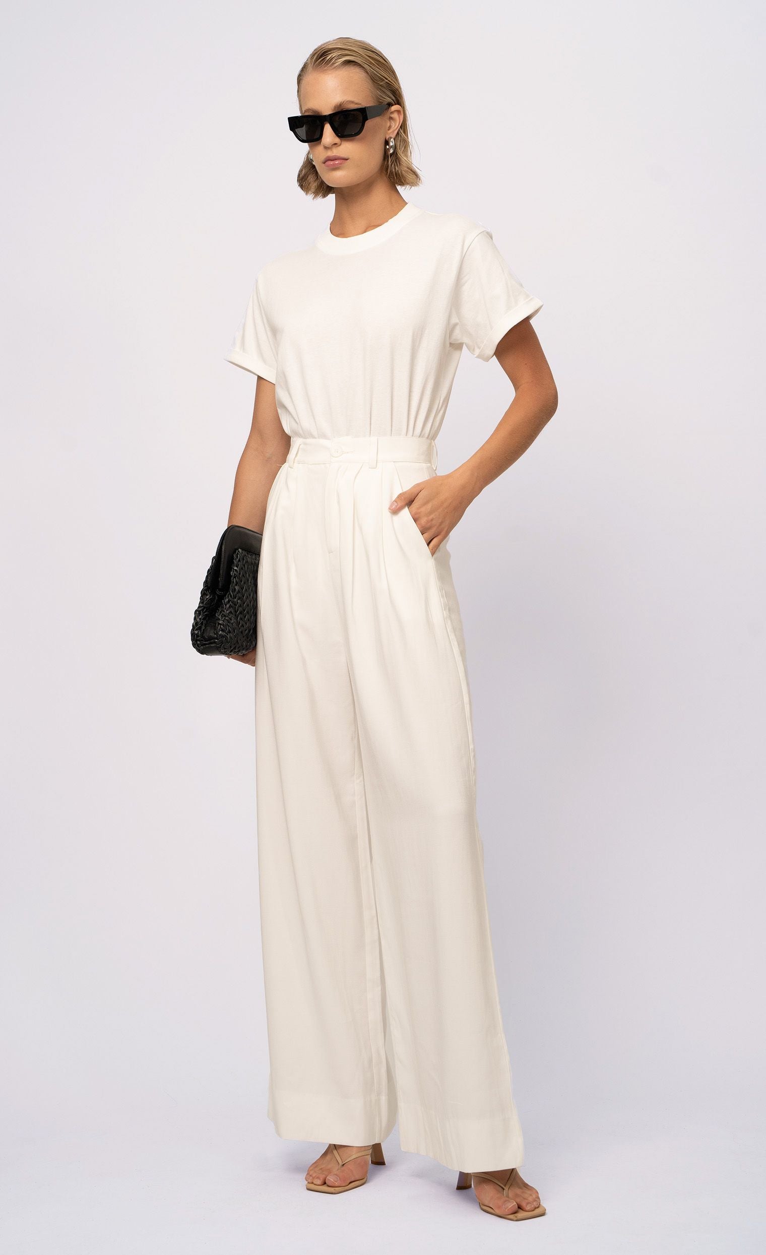 Fabi Wide Leg Pant - White nonchalantlabel