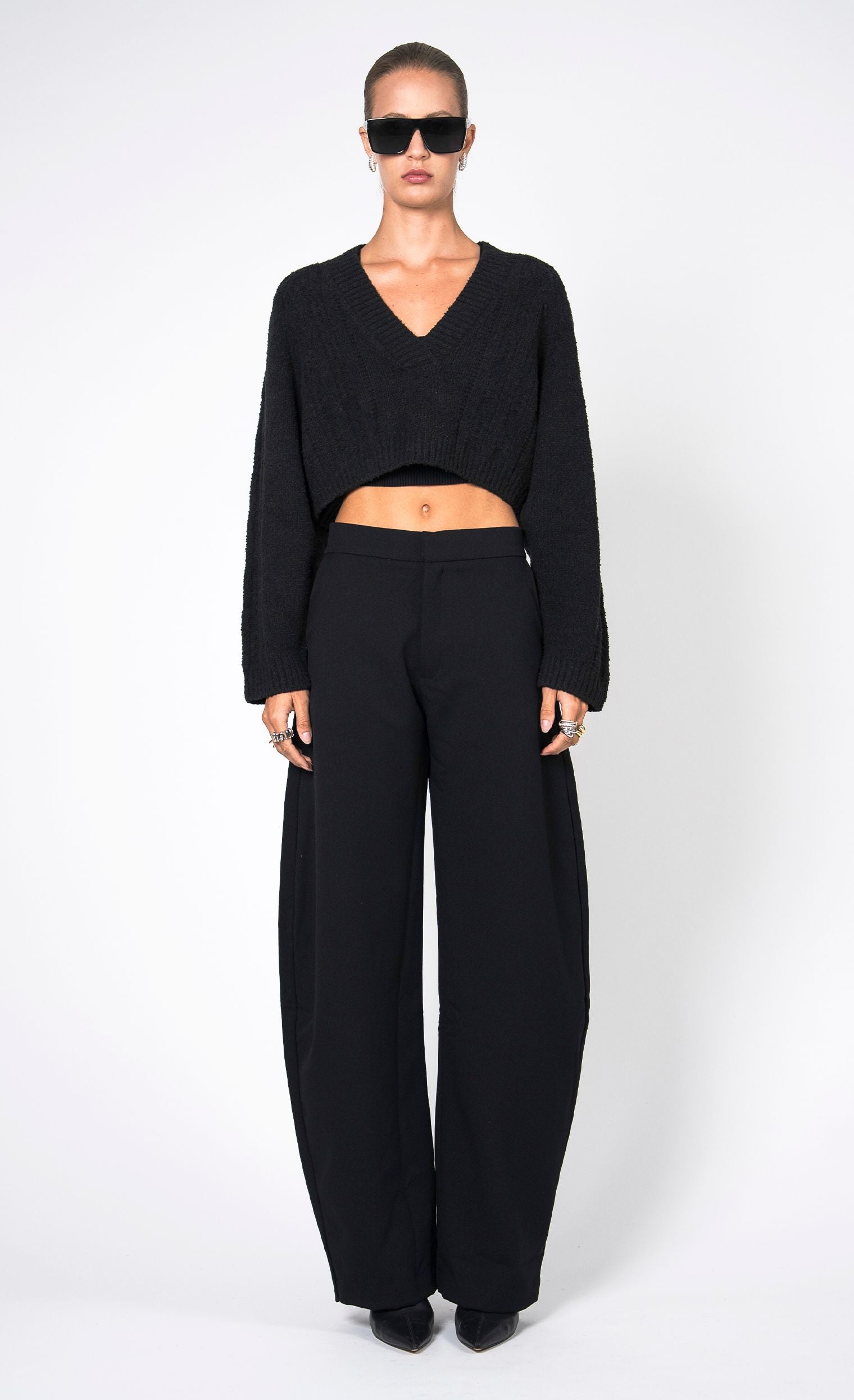 Sam Crop Sweater - Black Top Nonchalant Label