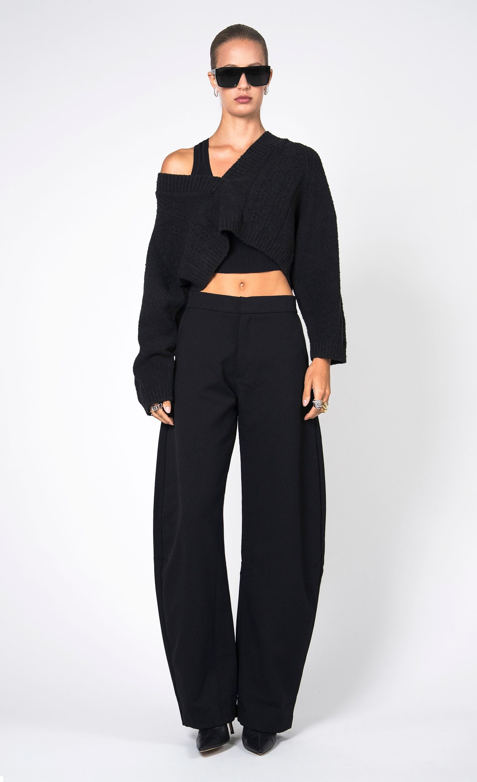 Sam Crop Sweater - Black Top Nonchalant Label