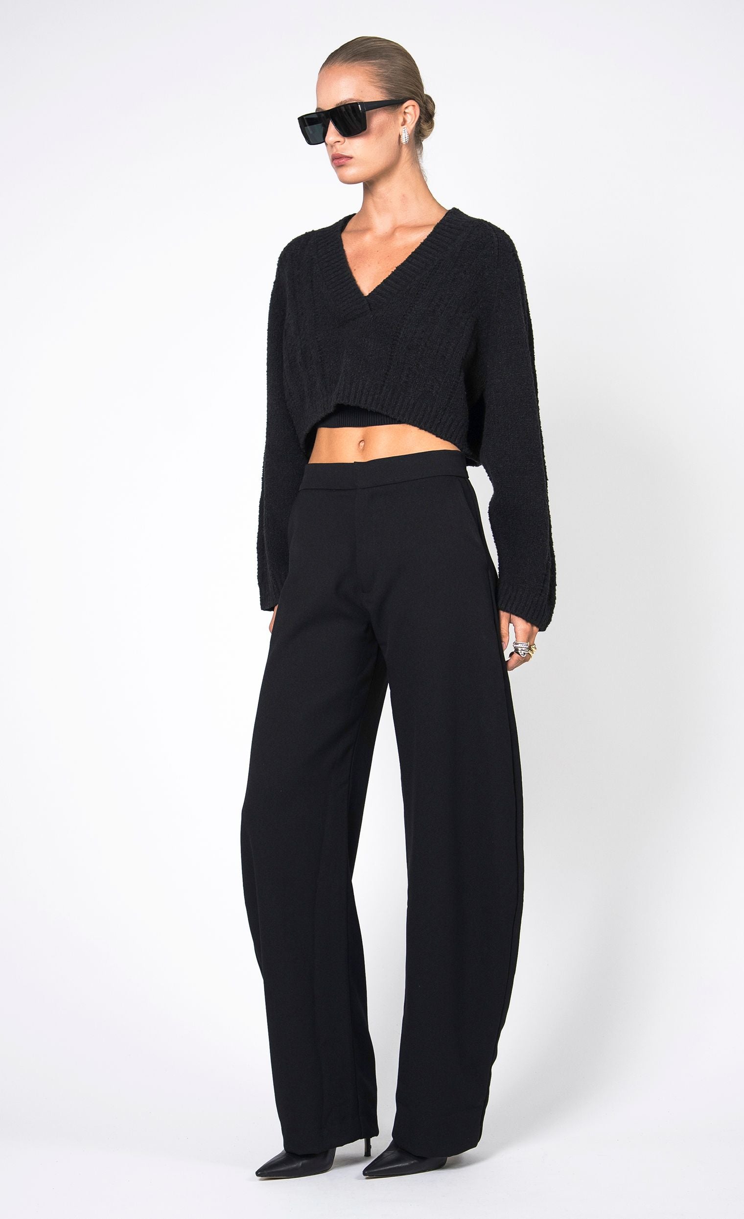 Sam Crop Sweater - Black Top Nonchalant Label