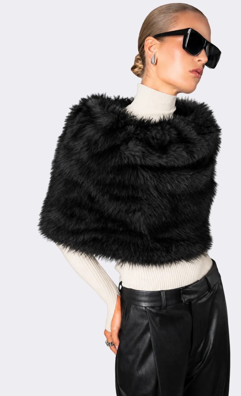Pascale Faux Fur Shawl - Black Shawl Nonchalant Label