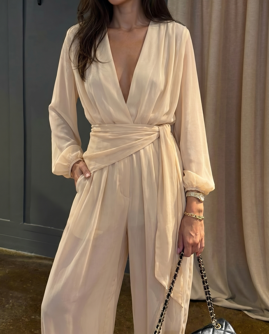 Juna Bodysuit paired with the Alba Pant and Amelia Silk Scarf
