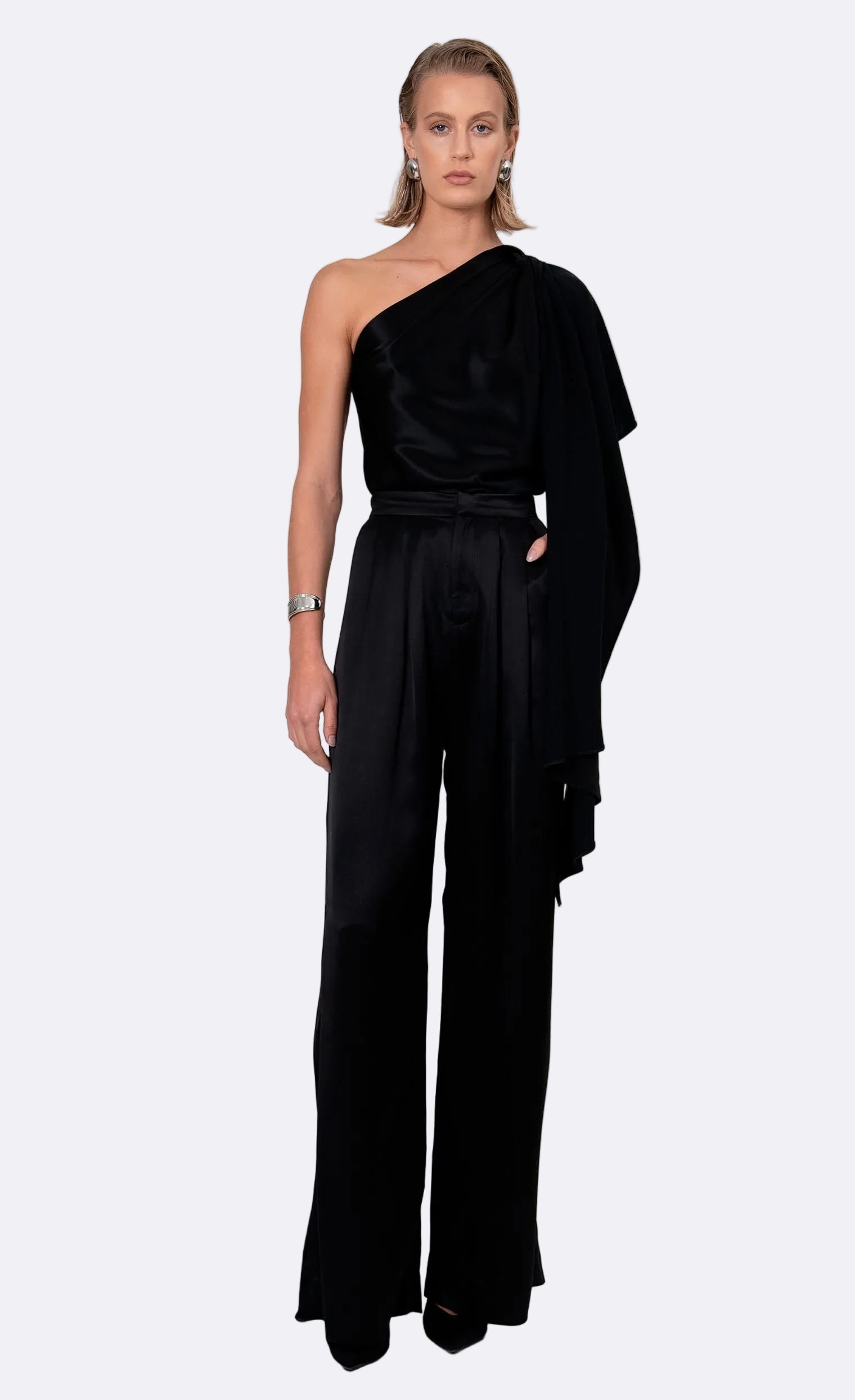 High-waisted, wide-leg pant - Paris Sky Black – Nonchalant Label