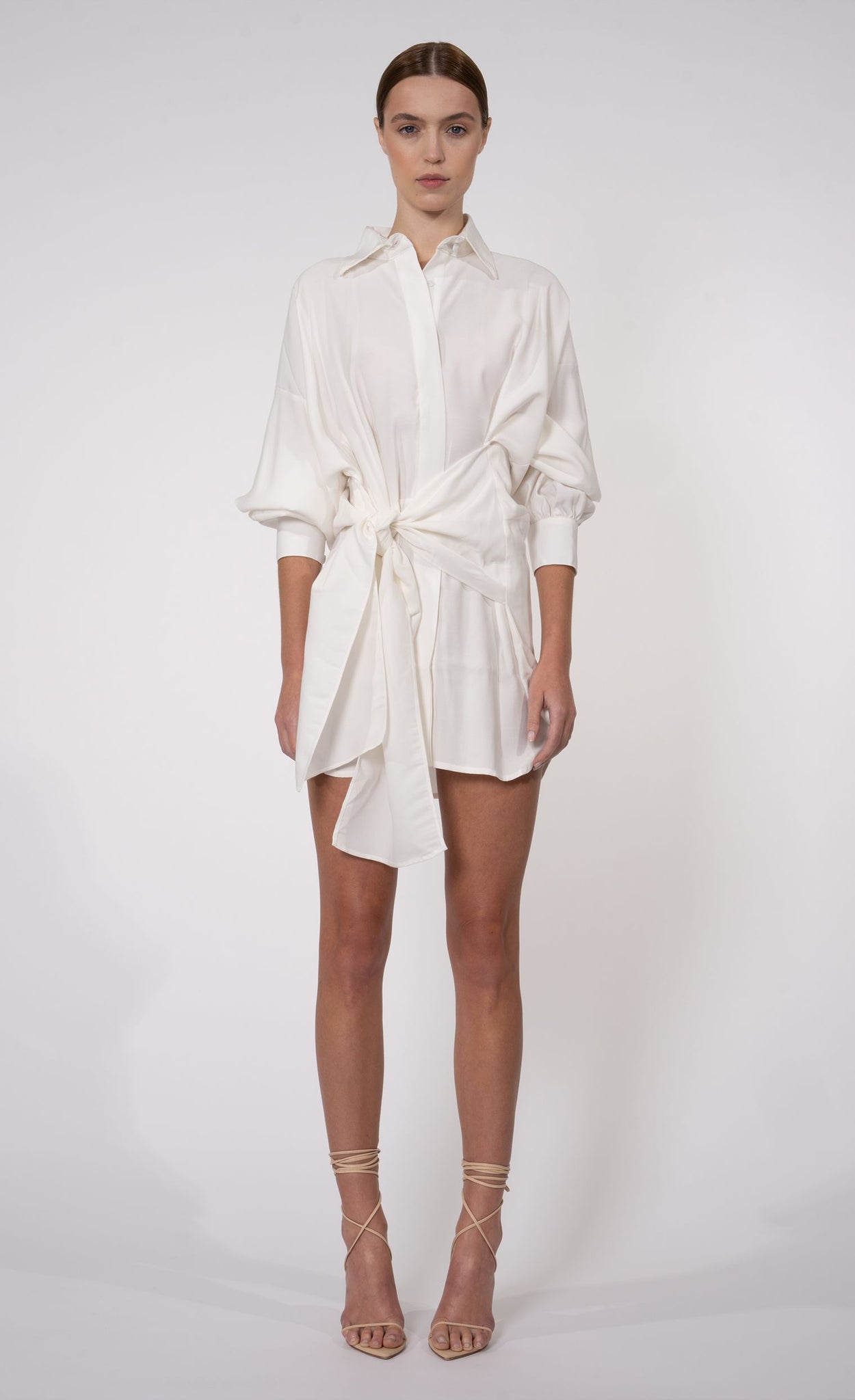 Dafne Tie Front Dress - Off White