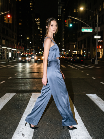 Astrid Crop - Steel Blue Crop Top Nonchalant Label