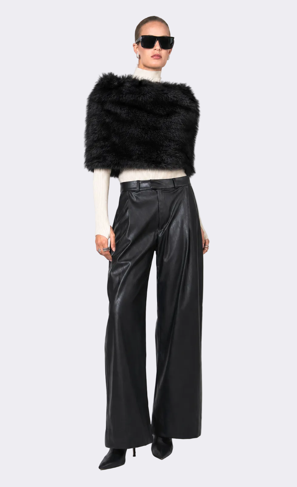 Pascale Faux Fur Shawl - Black Shawl Nonchalant Label