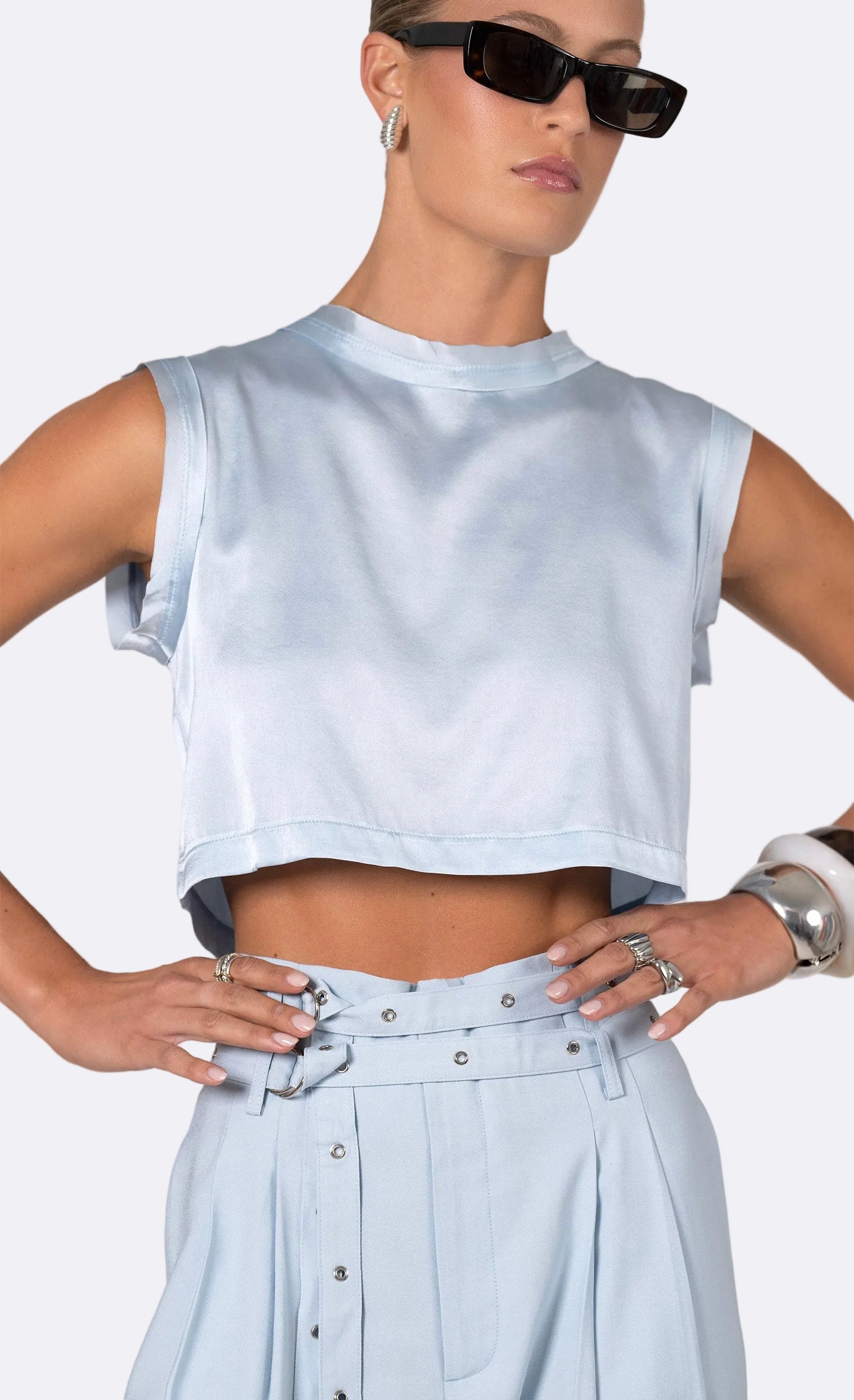 Mel Crop - Baby Blue Top Nonchalant Label