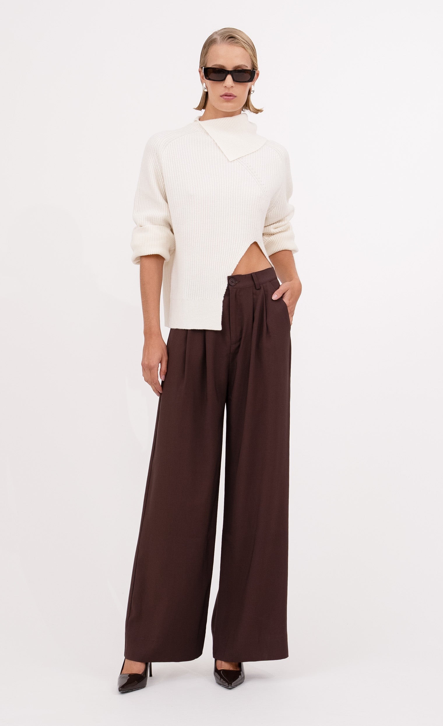 Fabi Wide Leg Pant - Chocolate nonchalantlabel