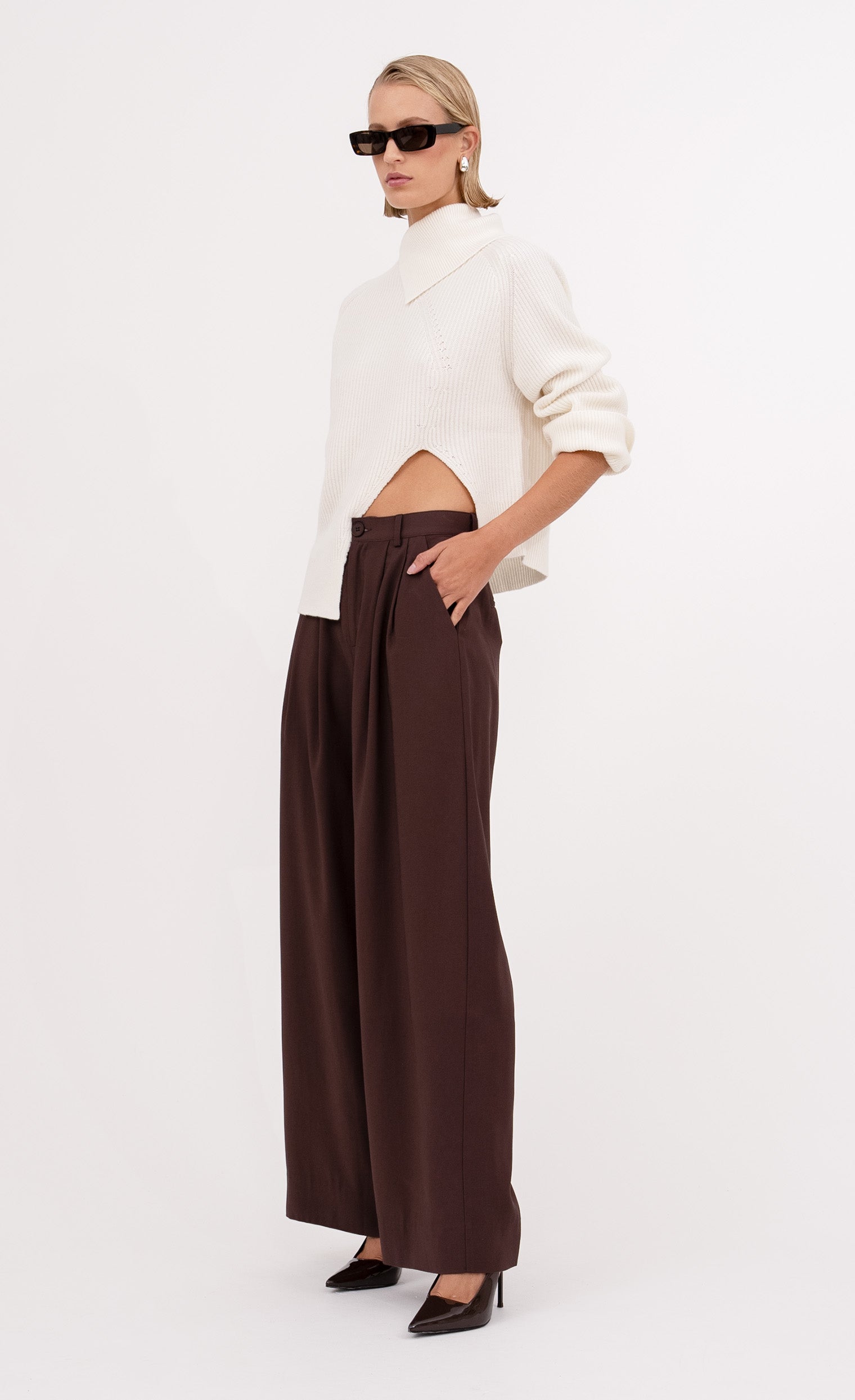 Fabi Wide Leg Pant - Chocolate nonchalantlabel