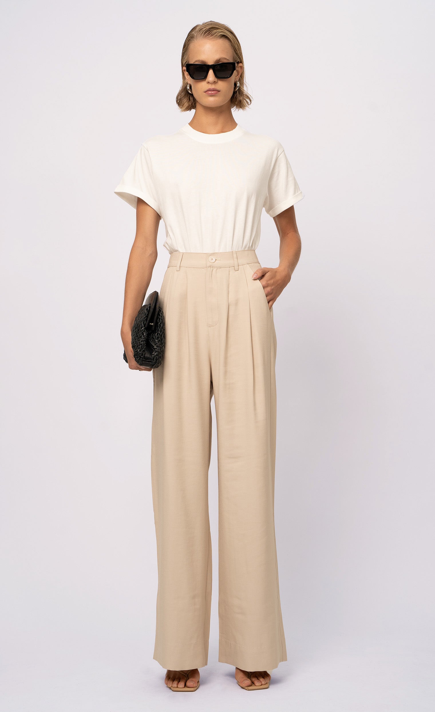 Fabi Wide Leg Pant - Oat nonchalantlabel