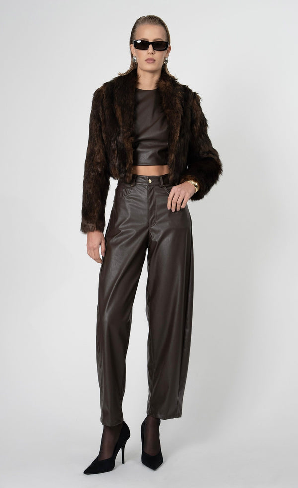 Uma Faux Fur Jacket - Brown Jacket Nonchalant Label