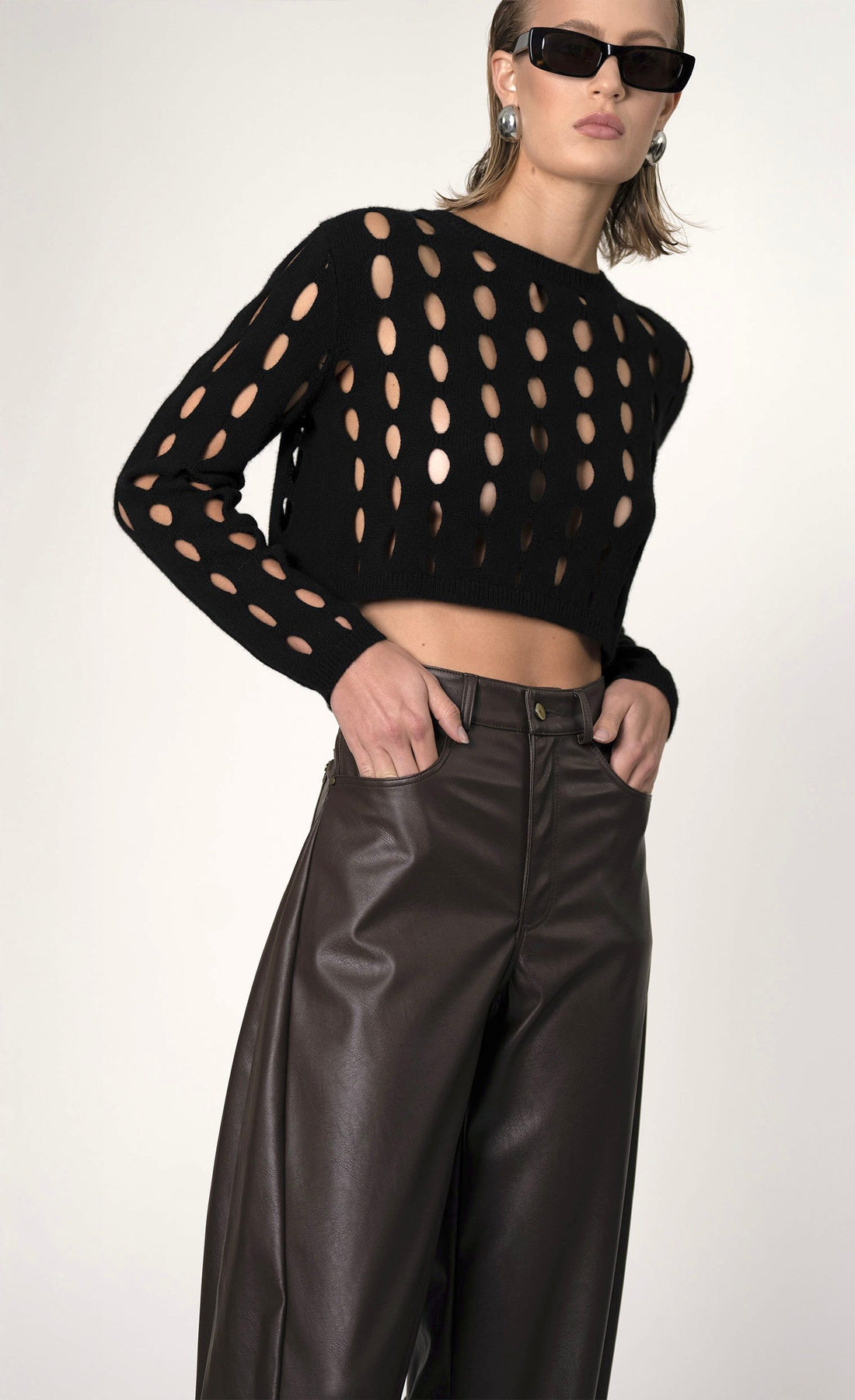 Aria Cropped Sweater - Black Top Nonchalant Label