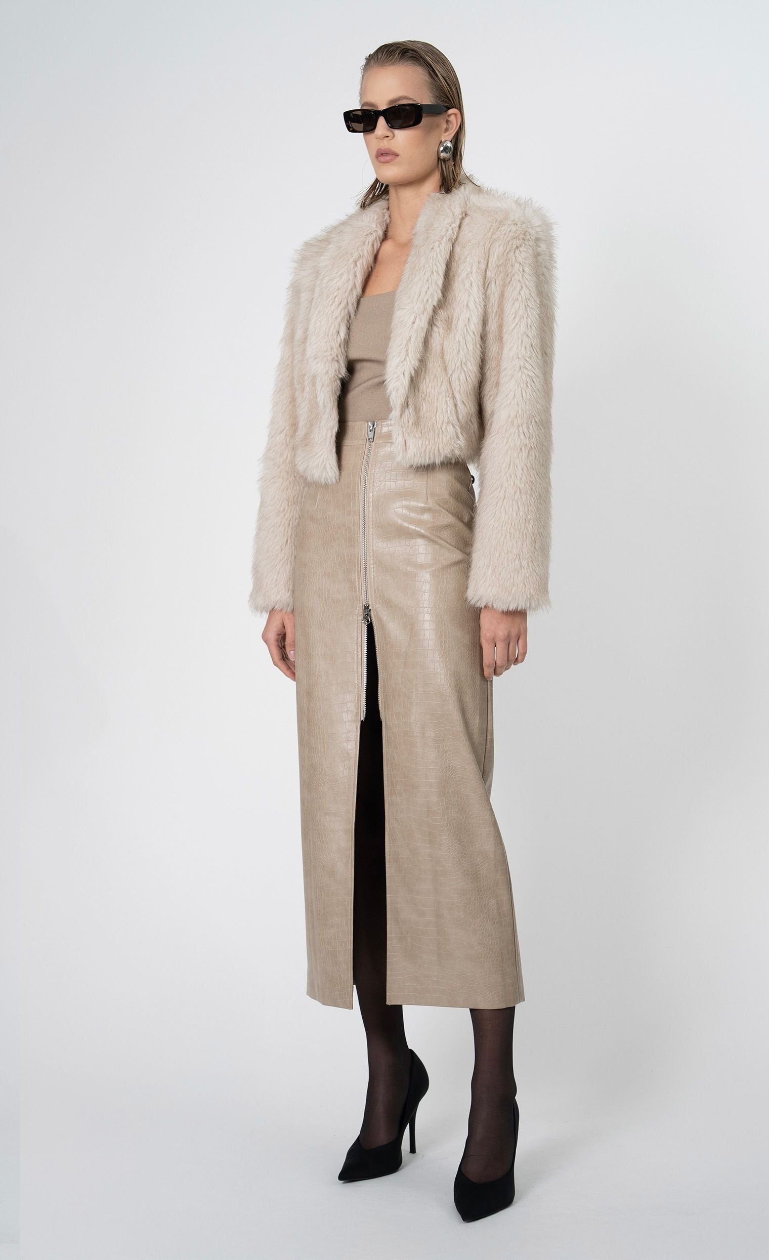 Uma Faux Fur Jacket - Ivory Jacket Nonchalant Label