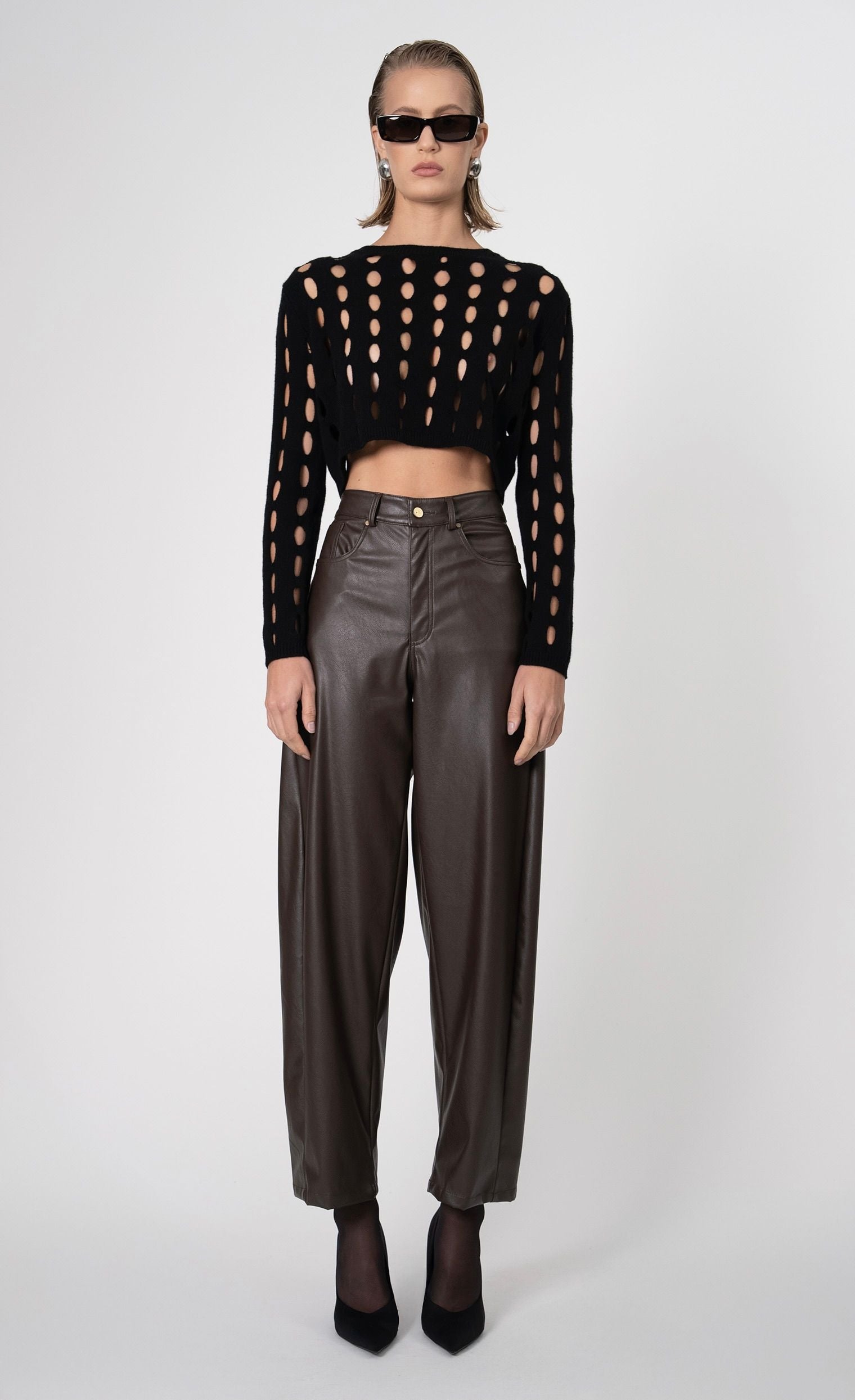 Aria Cropped Sweater - Black Top Nonchalant Label
