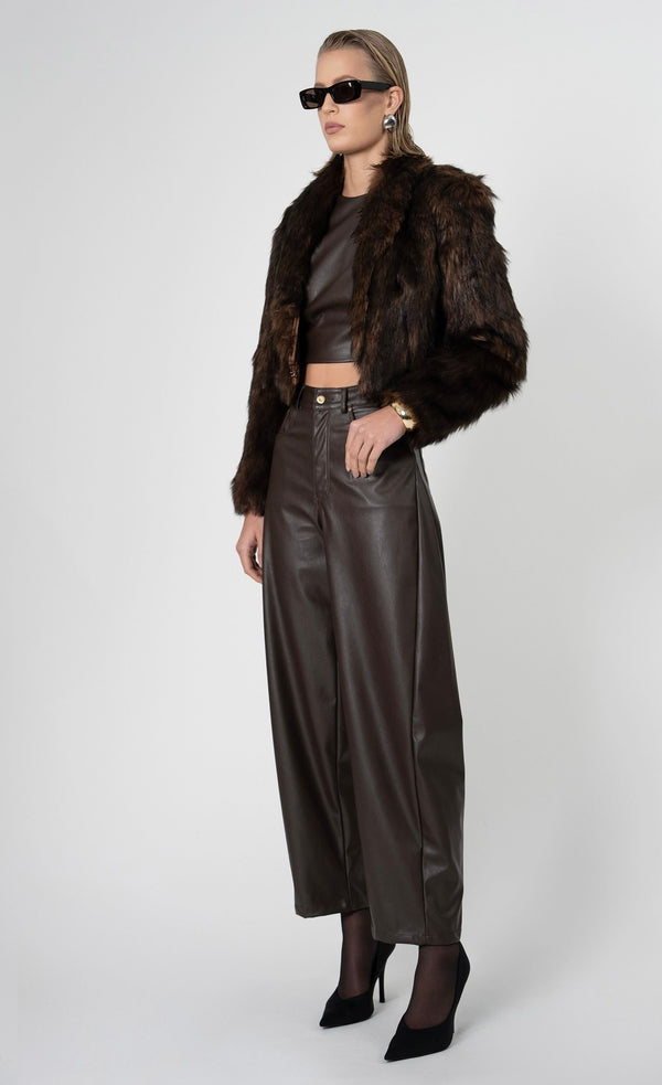 Uma Faux Fur Jacket - Brown Jacket Nonchalant Label