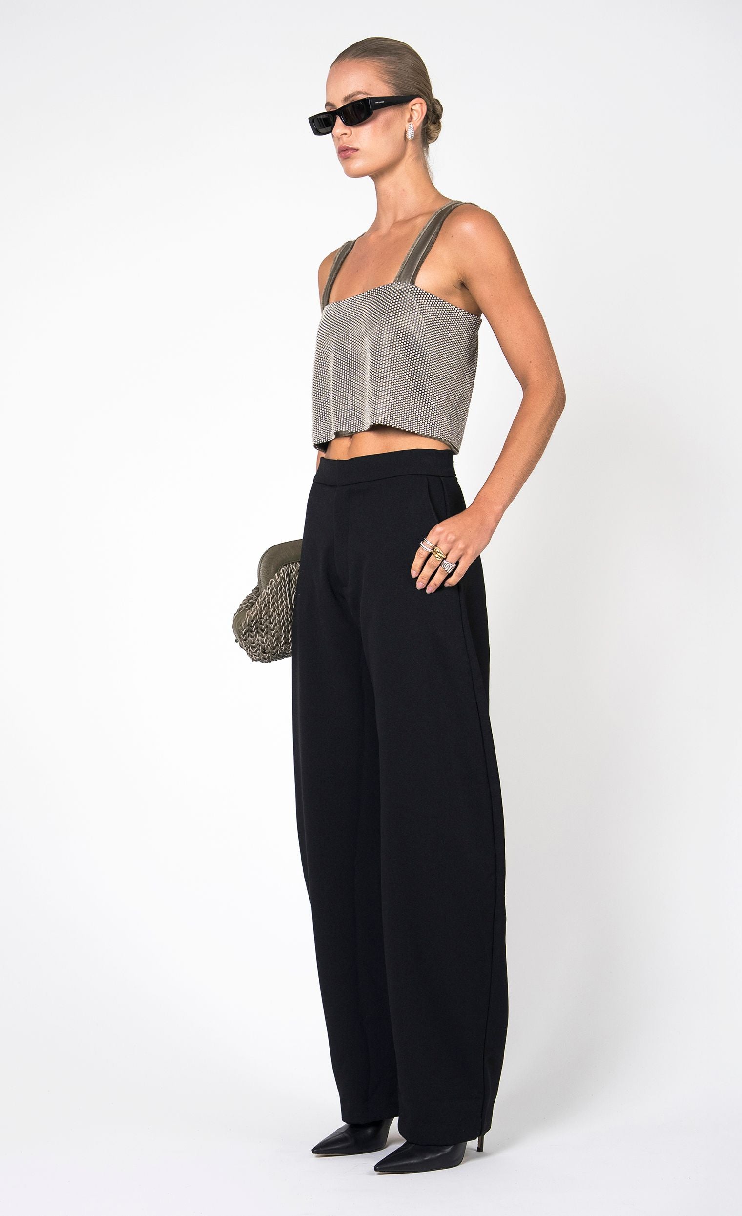 Catrina Jewel Tank - Moss Crop Top Nonchalant Label