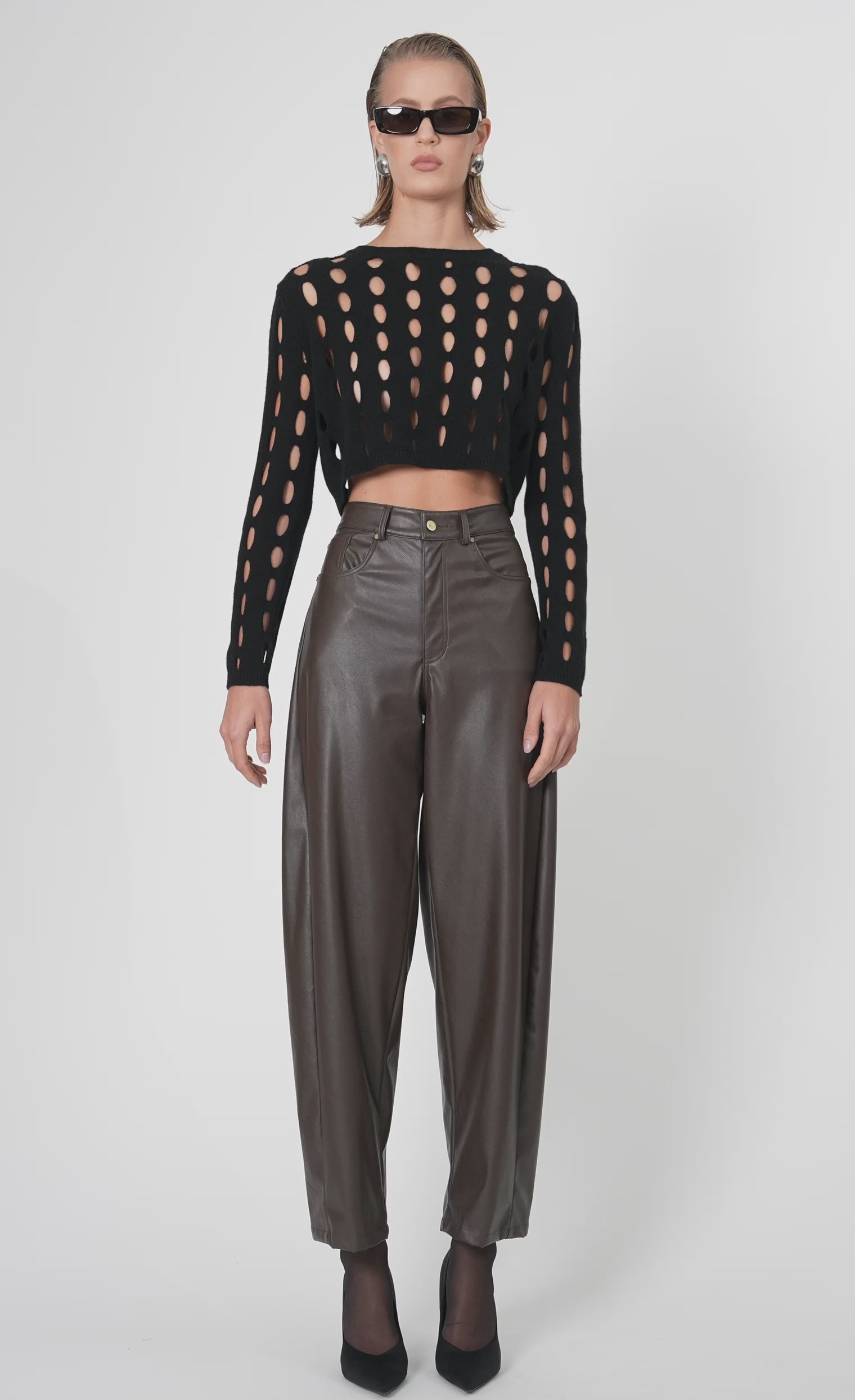 Aria Cropped Sweater - Black Top Nonchalant Label