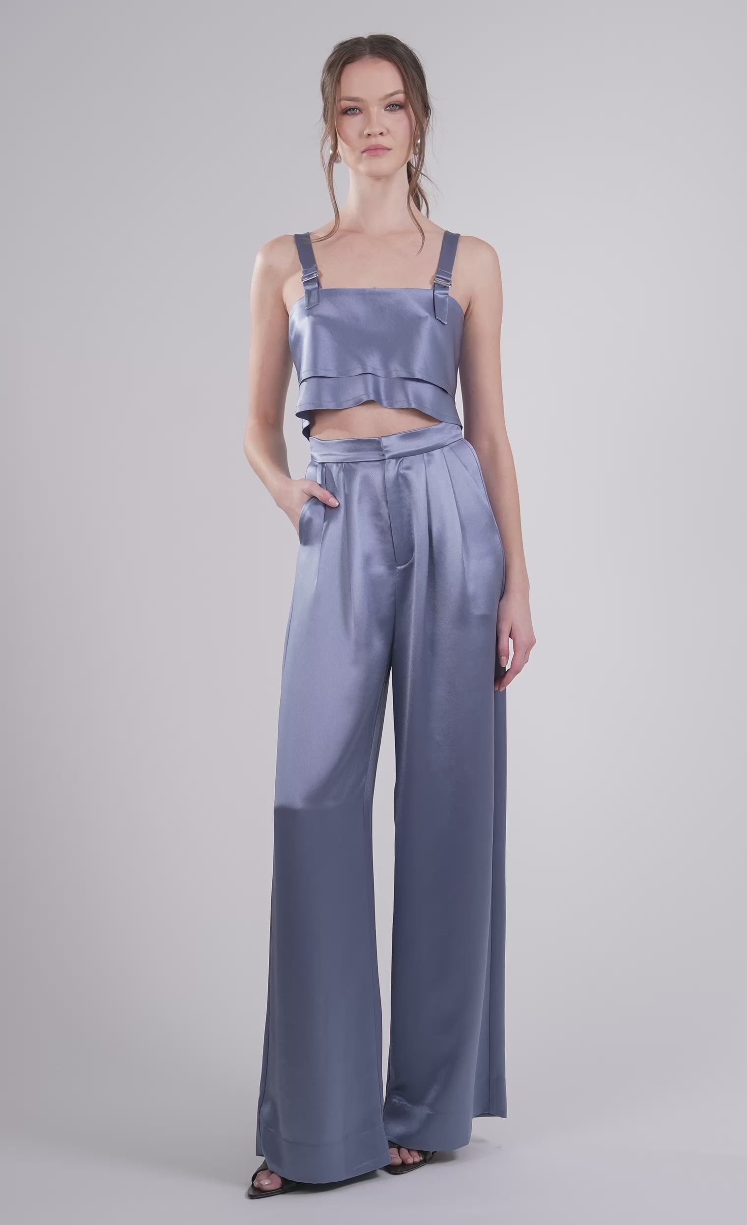 Astrid Crop - Steel Blue Crop Top Nonchalant Label