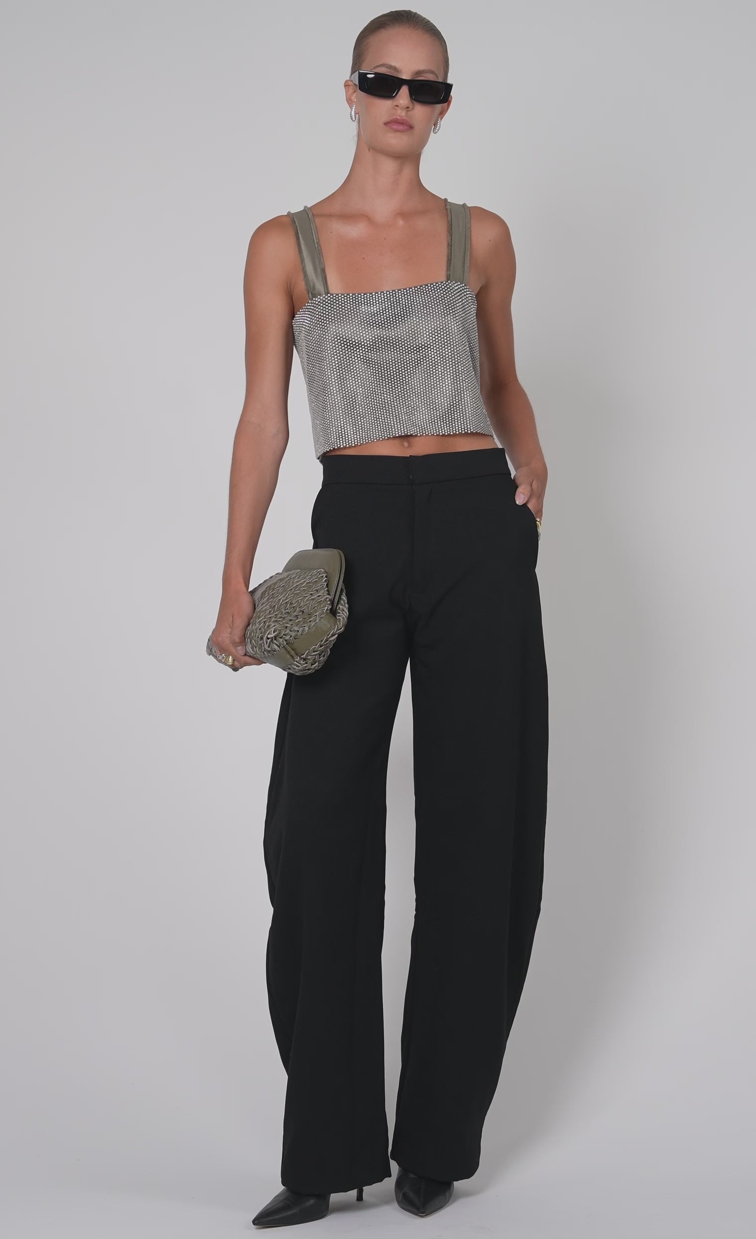 Catrina Jewel Tank - Moss Crop Top Nonchalant Label