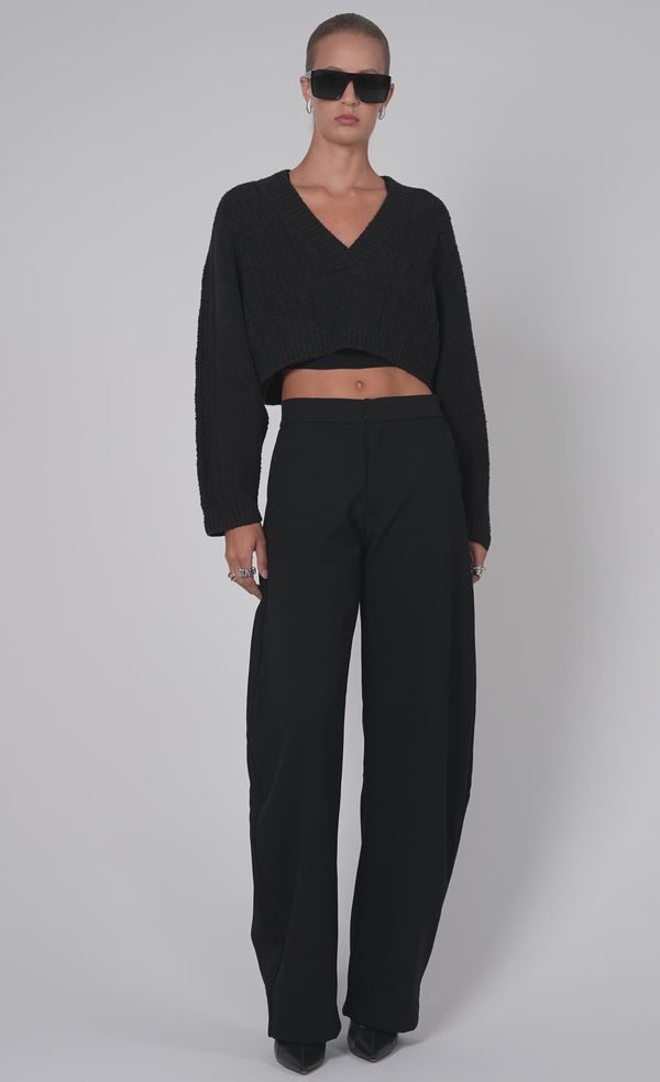 Sam Crop Sweater - Black Top Nonchalant Label
