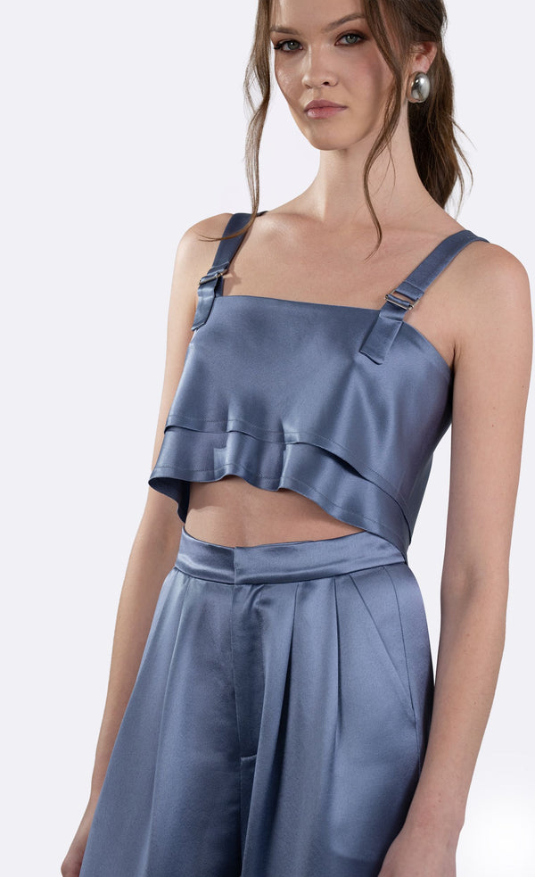 Astrid Crop - Steel Blue Crop Top Nonchalant Label