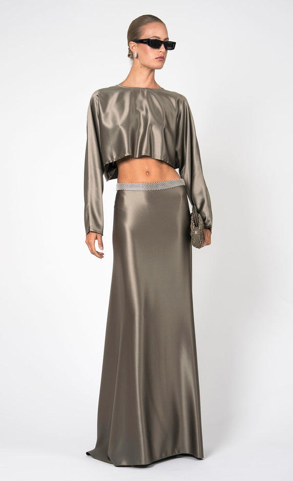Emilia Crop - Moss Top Nonchalant Label
