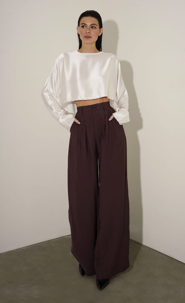 Fabi Wide Leg Pant - Chocolate nonchalantlabel
