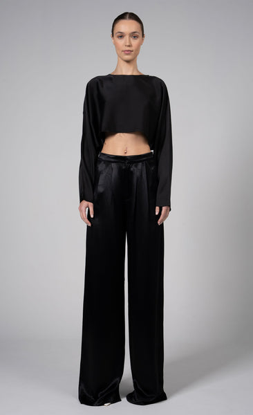 High-waisted, wide-leg pant - Paris Sky Black – Nonchalant Label